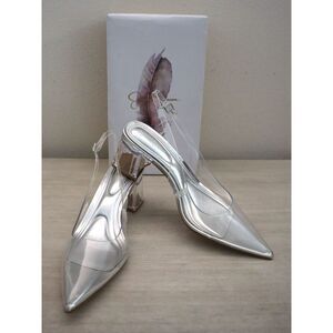 Jessica Simpson Women's Sz 8.5M Clear Syrina Lucite Slingback Pumps Heels